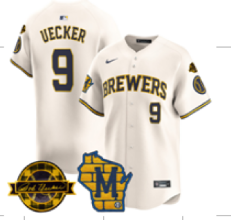 Men Milwaukee Brewers #9 Uecker cream Nike MLB 2025 Jersey 001->milwaukee brewers->MLB Jersey